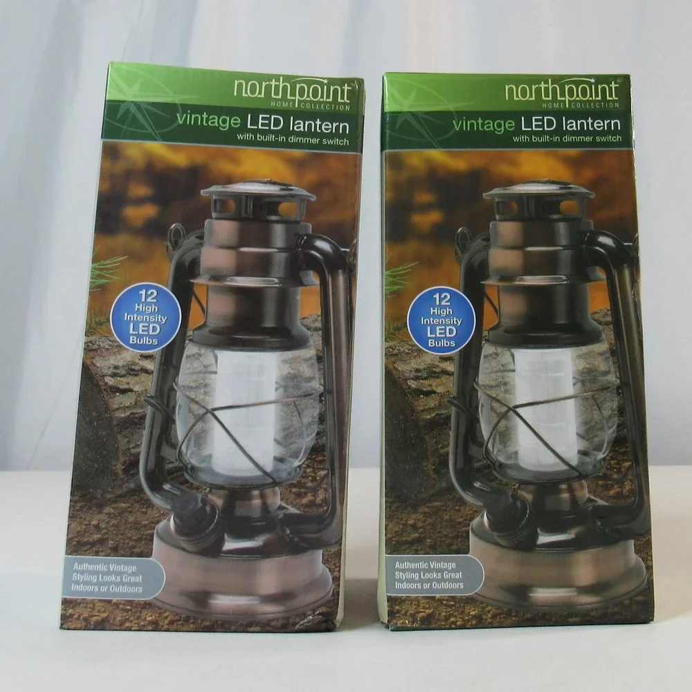 Northpoint Vintage Copper Battery Operated LED Lantern (2-Pack)
